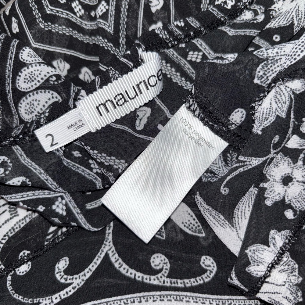 Maurices Black and White Paisley Boho Tribal Print Halter Top Cami Size 2X - Picture 5 of 7